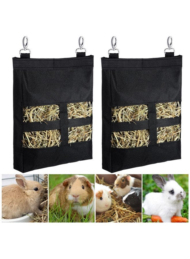 Frienda Frienda 2 Pcs Guinea Pig Hay Bag for Guinea Pigs Hay Bag for Rabbits Guinea Pig Hay Feeder Small Animal Hay Feeder Hanging Feeder Sack for Chinchilla Hamsters Small Animals Hay (Black) - Image 1