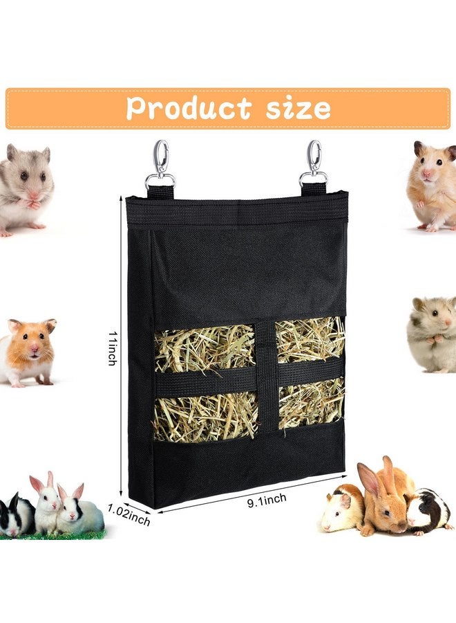Frienda Frienda 2 Pcs Guinea Pig Hay Bag for Guinea Pigs Hay Bag for Rabbits Guinea Pig Hay Feeder Small Animal Hay Feeder Hanging Feeder Sack for Chinchilla Hamsters Small Animals Hay (Black) - Image 2