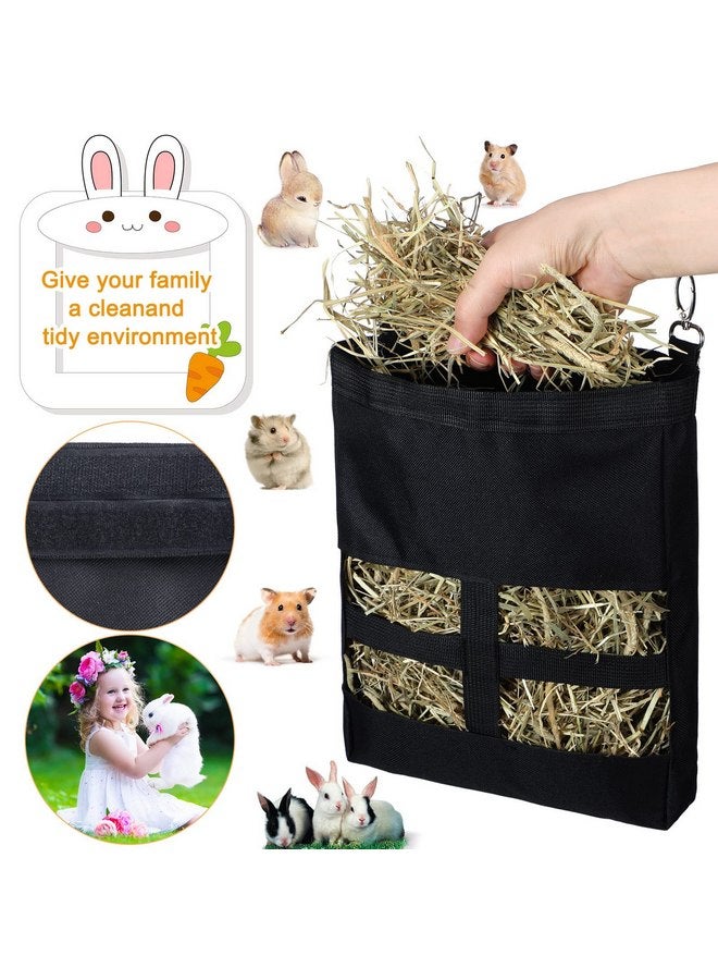 Frienda Frienda 2 Pcs Guinea Pig Hay Bag for Guinea Pigs Hay Bag for Rabbits Guinea Pig Hay Feeder Small Animal Hay Feeder Hanging Feeder Sack for Chinchilla Hamsters Small Animals Hay (Black) - Image 4