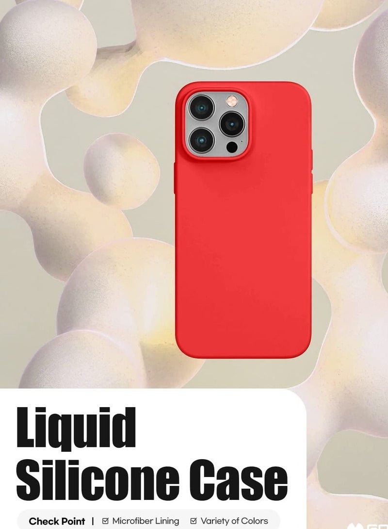 Liquid Silicone Case Compatible with iPhone 14 Pro Max (6.7 inch), Silky-Soft Touch Full Body Protection Shockproof Cover Case with Soft Microfiber Lining - Red - Image 2