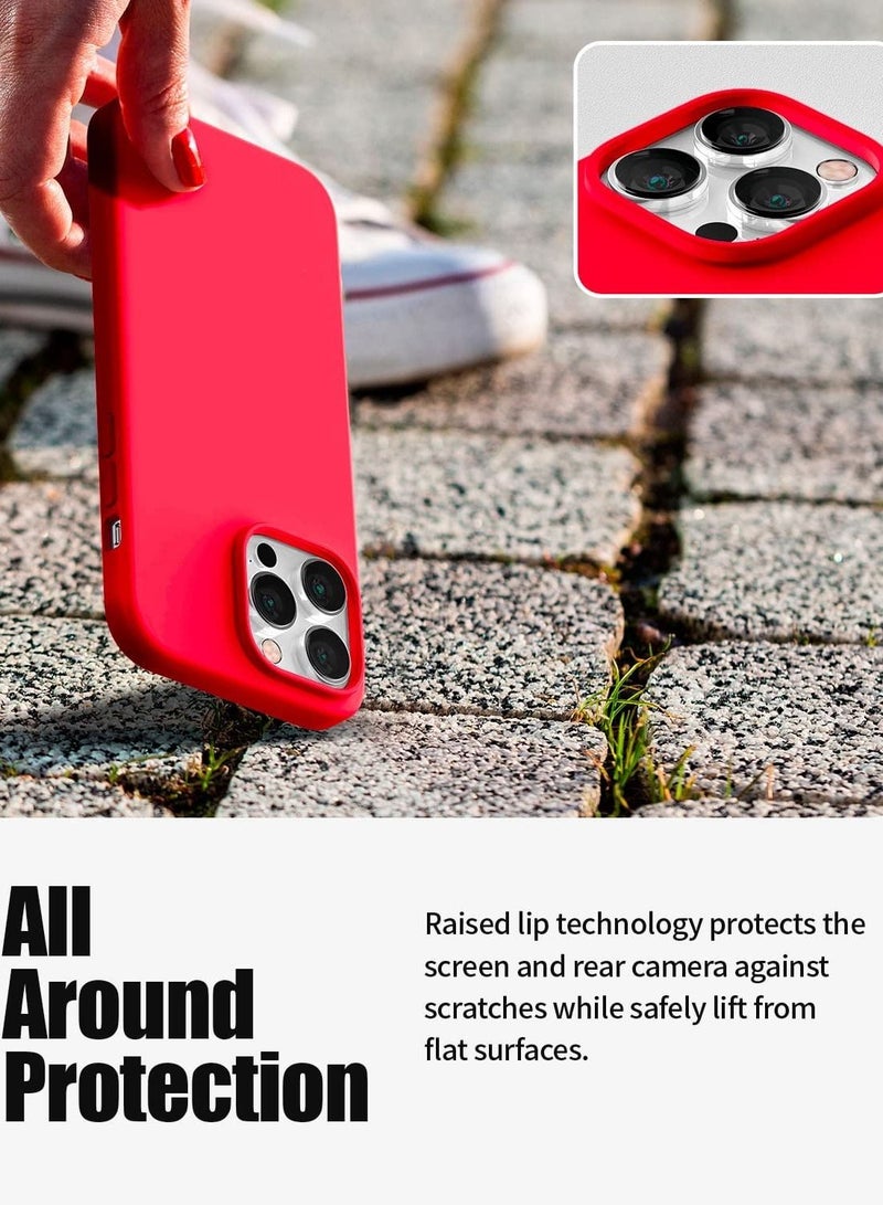Liquid Silicone Case Compatible with iPhone 14 Pro Max (6.7 inch), Silky-Soft Touch Full Body Protection Shockproof Cover Case with Soft Microfiber Lining - Red - Image 5