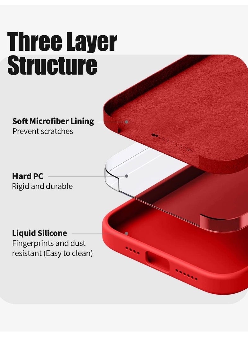 Liquid Silicone Case Compatible with iPhone 14 Pro Max (6.7 inch), Silky-Soft Touch Full Body Protection Shockproof Cover Case with Soft Microfiber Lining - Red - Image 3