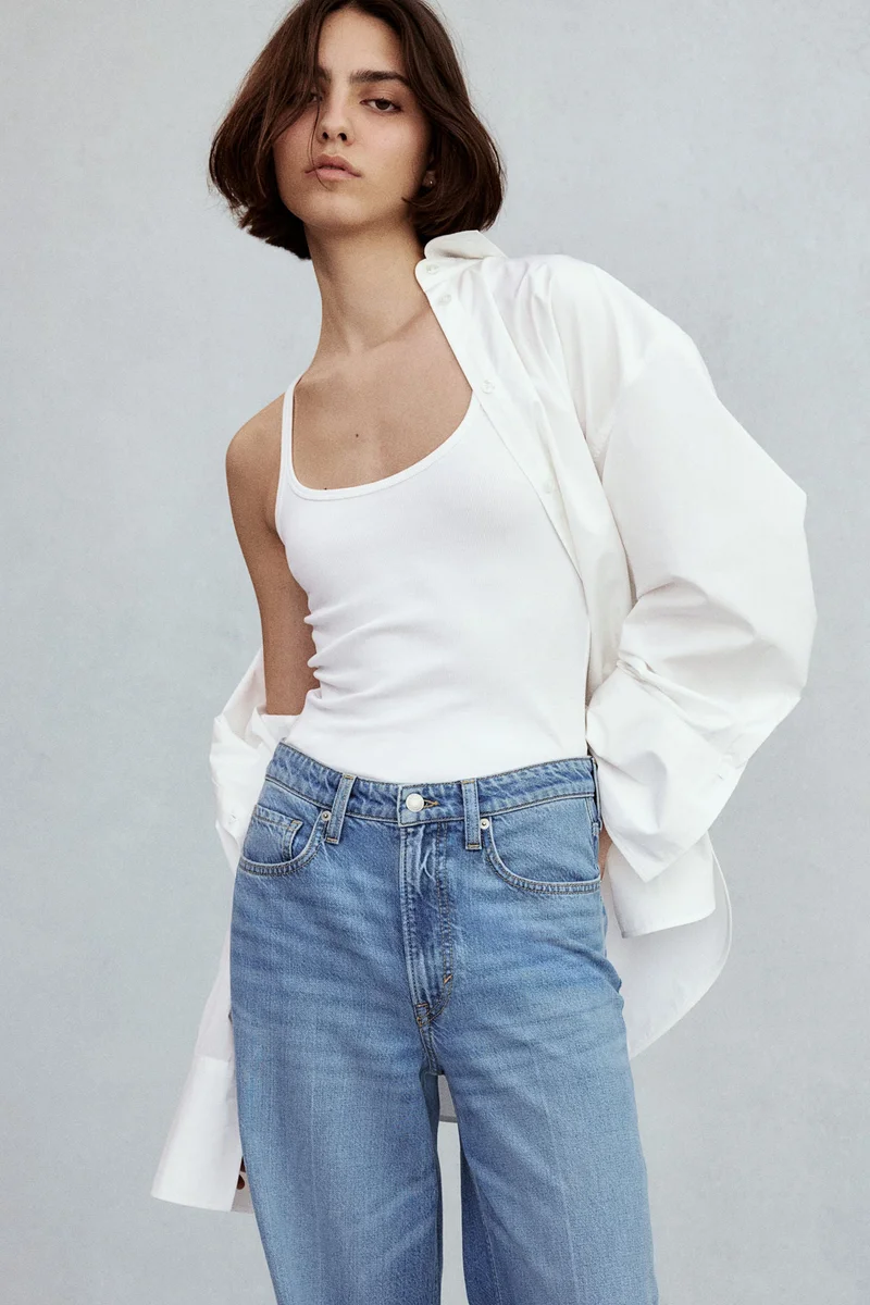 H&M Feather Soft Super Wide Ultra High Jeans