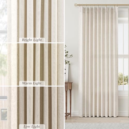 Aersas Cream Beige Pinch Pleat Linen Curtains 84 Inch Length 2 Panels Set for Bedroom Dining Room Semi Sheer Linen Boho Farmhouse Neutral Window Curtains 84 Inches Long for Living Room Nursery 40x84 - Image 4