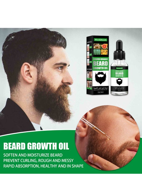 Beard Growth Oil, For Beard More Full And Thick, Beard Growth Serum Of Plant Extraction, Pure Natural Promote Beard And Hair Growth 30ml