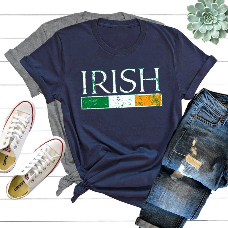 Irish Irish Flag Men'S And Women'S Couples T-Shirt Western Festival St. Patrick'S Day Solid Color Printed Short Sleeve - Image 4