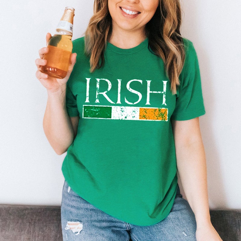 Irish Irish Flag Men'S And Women'S Couples T-Shirt Western Festival St. Patrick'S Day Solid Color Printed Short Sleeve - Image 2