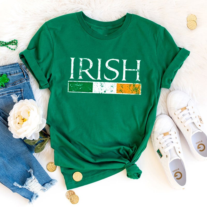 Irish Irish Flag Men'S And Women'S Couples T-Shirt Western Festival St. Patrick'S Day Solid Color Printed Short Sleeve - Image 3
