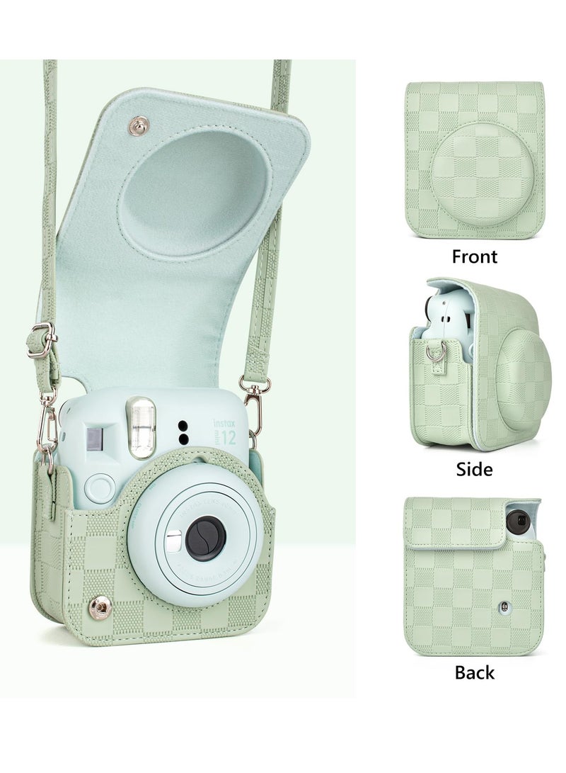 SYOSI Case for Fuji Instax Mini 12/Polaroid Mini 12, PU Leather Protective Case for Fujifilm Instax Mini 12 Instant Camera, Removable Case with Adjustable Shoulder Strap (Mint Green) - Image 2