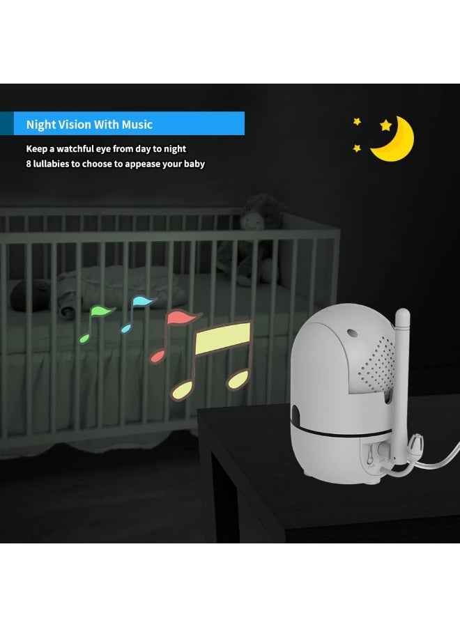 HelloBaby Upgrade Monitor, 5'' Screen with 30-Hour Battery, Pan-Tilt-Zoom Video Baby Monitor with Camera and Audio, Night Vision, VOX, 2-Way Talk, 8 Lullabies and 1000ft Range No WiFi, Ideal Gifts - Image 5