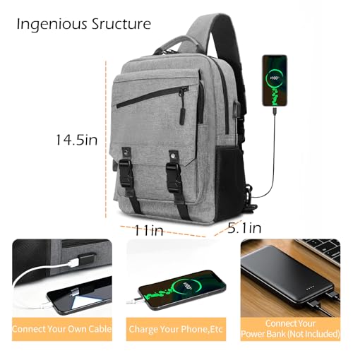 Leaper Sling Crossbody Bag for Men: 2026 13" Laptop Sleeve Shoulder Daypack - USB Charging Port & Anti Theft - Lightweight Messenger for Business Travel Work Commuting - Image 3