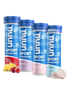 Nuun Sport Electrolyte Drink Tablets Juice Box Mixed Box 4 Tubes (40 Servings) 10 Count (Pack Of 4)  - Image 1