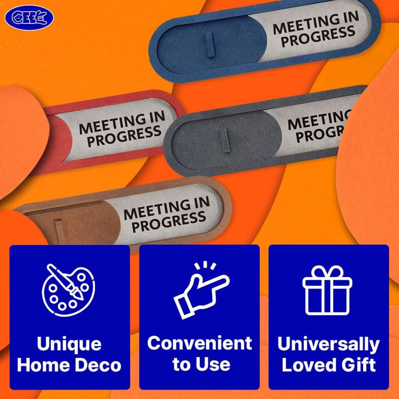 GEEKBEAR Vacant Meeting in Progress Slider Door Sign for Home Office - Premium MDF, 7.5 x 2.2 in (Brown) - Image 3