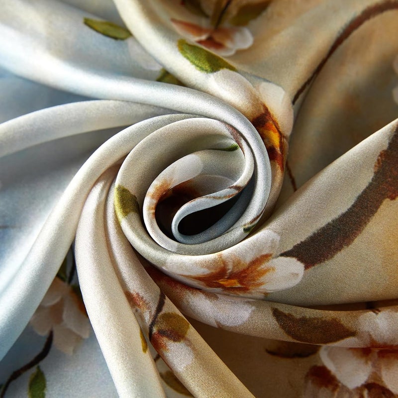 53 * 53Cm small square scarf silk scarf silk square spring and summer scarf headband binding bag/yellow edge camellia - Image 5