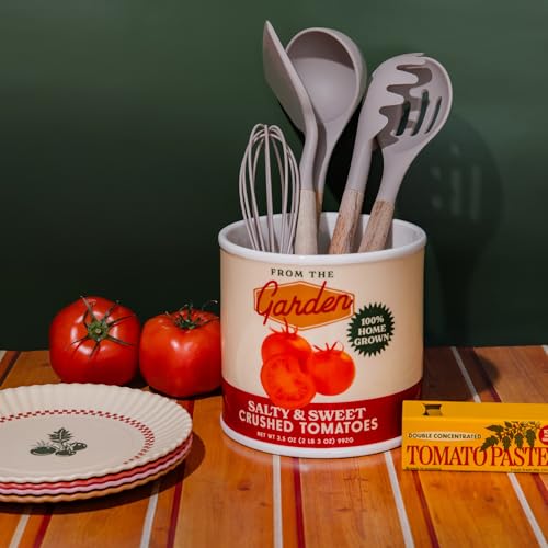 ban.do Vintage Inspired Tomato Can Vase, Decorative Ceramic Planter, 5.7 x 6 Large Flower Vase, Unique Tomato Can Decor for Home/Kitchen/Office - Image 5