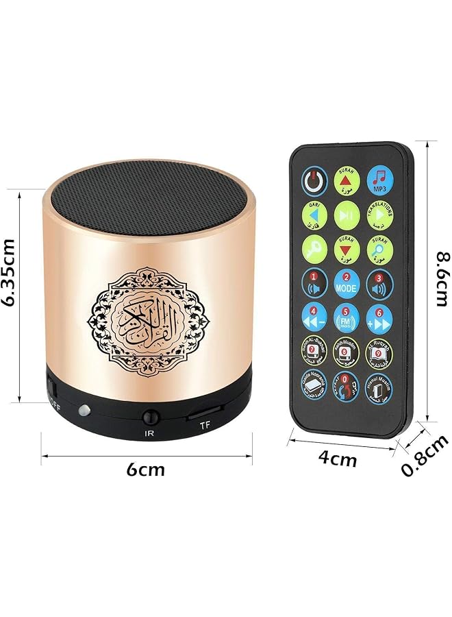 إيروريكس مكبر صوت للتحكم عن بعد، مكبر صوت محمول للقرآن الكريم، مشغل إم بي 3، 8 جيجابايت، تي إف إم، مترجم القرآن الكريم، مكبر صوت قابل لإعادة الشحن عبر يو إس بي، ذهبي - Image 4