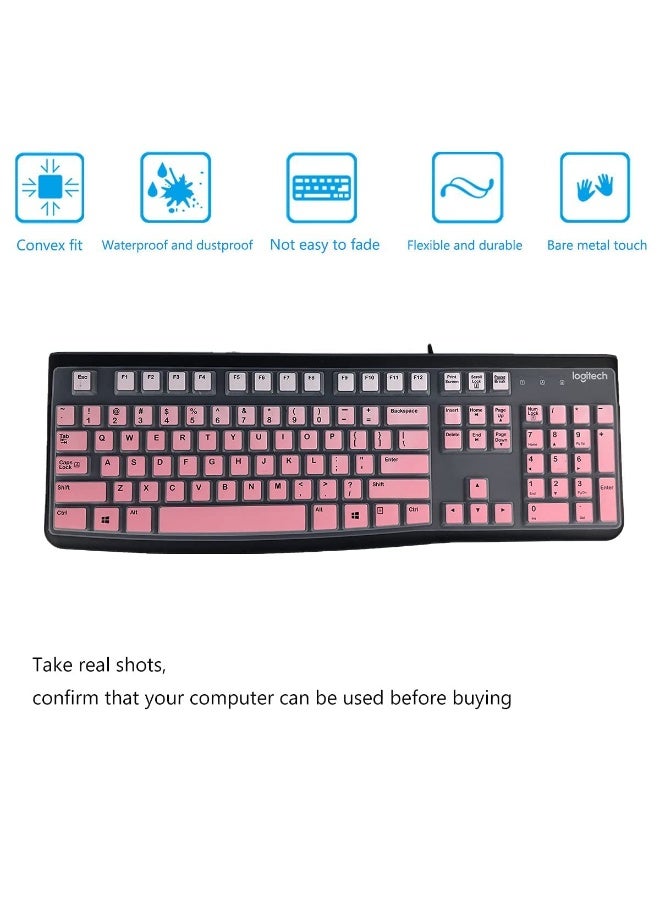 Logitech K120&MK120 غطاء واقي لوحة المفاتيح من السيليكون مصمم بشكل إيرغونومي لوحة المفاتيح السلكية USB المكتبية ملحقات حماية مقاومة للماء (تدرج وردي) - Image 4