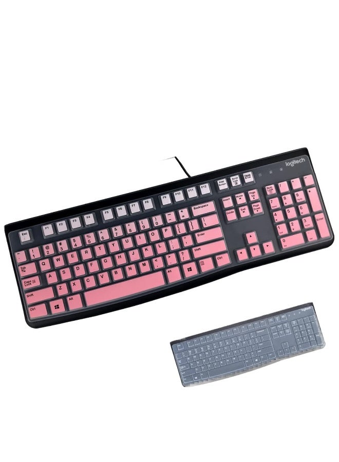 Logitech K120&MK120 غطاء واقي لوحة المفاتيح من السيليكون مصمم بشكل إيرغونومي لوحة المفاتيح السلكية USB المكتبية ملحقات حماية مقاومة للماء (تدرج وردي) - Image 1