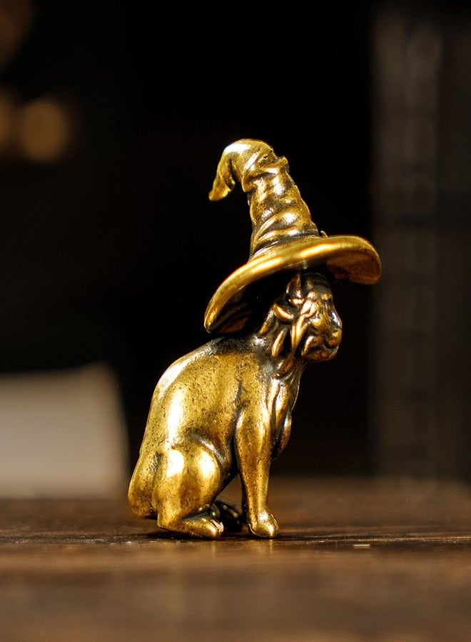 chovy زينة قطة ساحرة مصنوعة يدويًا من تشوفي - ديكور مكتبي من النحاس الصلب 100% | تمثال قطة ساحر بقبعة ساحر، هدية فريدة لمحبي القطط وعشاق السحر - Image 4