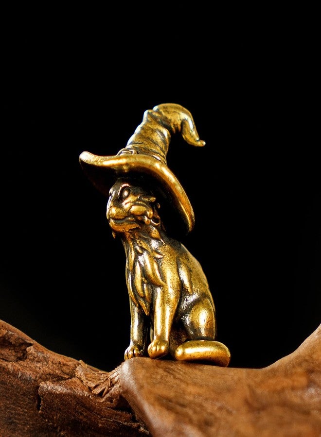 chovy زينة قطة ساحرة مصنوعة يدويًا من تشوفي - ديكور مكتبي من النحاس الصلب 100% | تمثال قطة ساحر بقبعة ساحر، هدية فريدة لمحبي القطط وعشاق السحر - Image 5