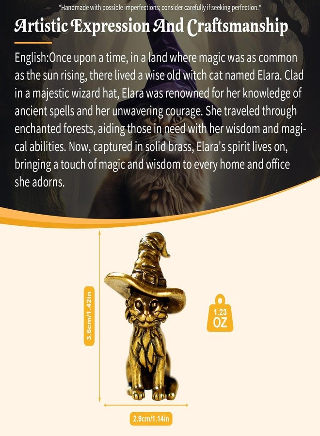 chovy زينة قطة ساحرة مصنوعة يدويًا من تشوفي - ديكور مكتبي من النحاس الصلب 100% | تمثال قطة ساحر بقبعة ساحر، هدية فريدة لمحبي القطط وعشاق السحر - Image 2