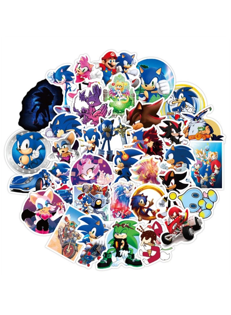 50-Piece Sonic The Hedgehog Cute Vinyl Waterproof Sticker