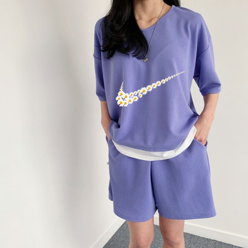 2023 Spring Summer Womens Sporty Chic Outfit Set Blue  - Image 5