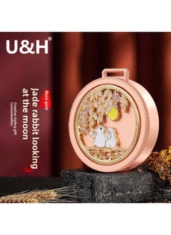 Generic Guofeng U Disk Year Creative National Tide Pattern Fortune Character Gift Special Festival Forum Annual Meeting Commemorative Gift U Disk-Color:[free Tassel] Jade Rabbit Looking At The Moon - Rose Gold + Opp Bag-Capacity:16GB  - Image 1