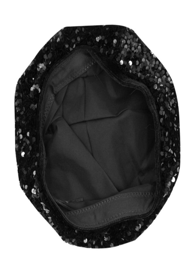 Caviotess Sparkly Sequin Beret for Women Glitter Velvet Beanie French Beret Hats Adjustable Painter Cap Fall Winter Hat - Image 5