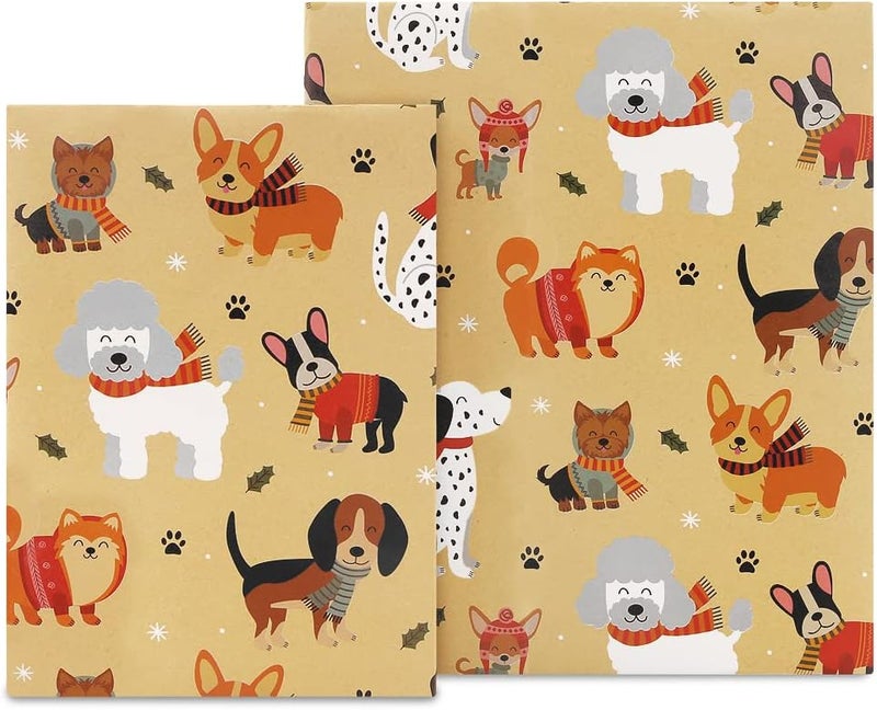 Winterworm Dog Gift Wrapping PaperPuppy Paw Christmas Birthday Gift Wrap Paper4 Folded Sheets Kraft Wrapping Paper for Kids Boys Girls Dog Woman Man Lover Baby Showers Party Gift Wrap Supplies30 x 20 Inch - Image 1