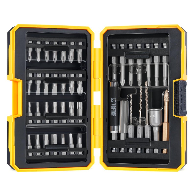 TGFTGF 42PCS S2 Steel Screwdriver Bit Set, Magnetic Drill Bit Set, includes PH, PZ, SQ, SL, Hex, Torx Security Bit Set, and Nut Bit, with Carbide Burr, 1/4â€ Hex Extension Bit Holder, Upgraded Version - Image 1