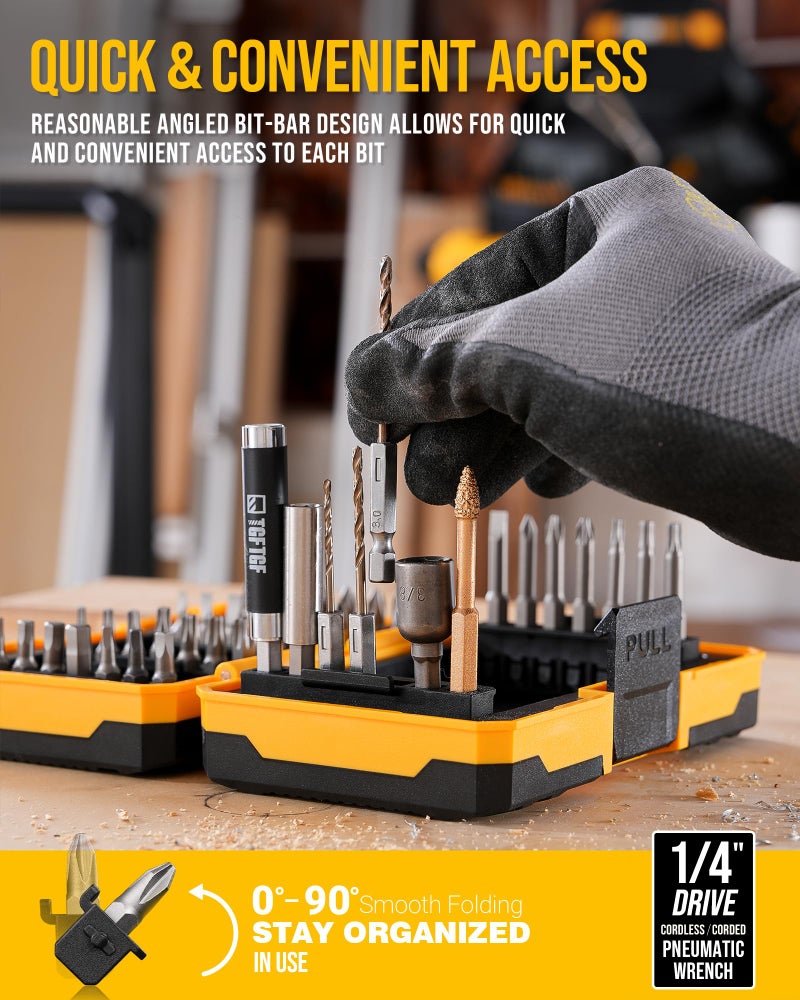 TGFTGF 42PCS S2 Steel Screwdriver Bit Set, Magnetic Drill Bit Set, includes PH, PZ, SQ, SL, Hex, Torx Security Bit Set, and Nut Bit, with Carbide Burr, 1/4â€ Hex Extension Bit Holder, Upgraded Version - Image 4