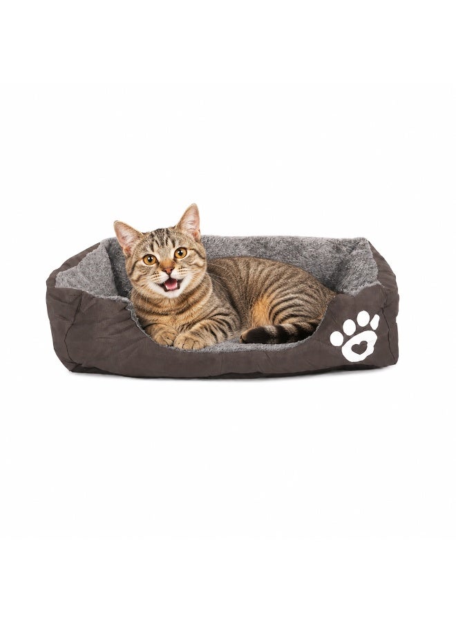 NNC PETS Pet cushion for Puppies and kittens, Soft Plush pet bed with Raised sides, Low entry, and Warm, 53 cm sleeping mat with Non-slip, Head & Neck Support, and Breathable (Chocolate) - Image 1