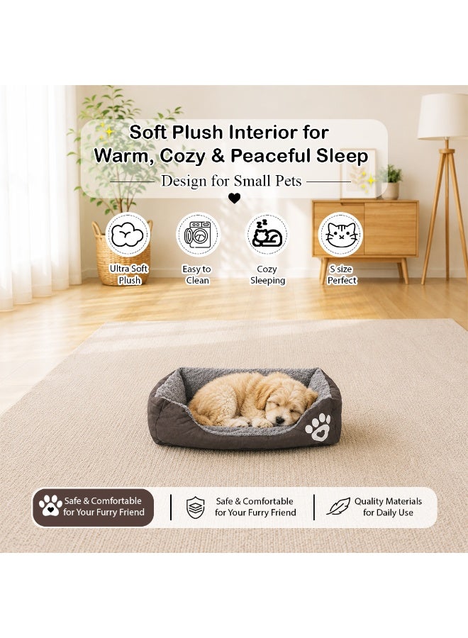 NNC PETS Pet cushion for Puppies and kittens, Soft Plush pet bed with Raised sides, Low entry, and Warm, 53 cm sleeping mat with Non-slip, Head & Neck Support, and Breathable (Chocolate) - Image 4