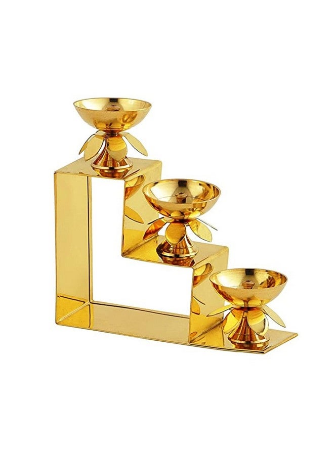 ServDharm 3 Step Decorative Brass Diya Puja, 13 cm - Image 2