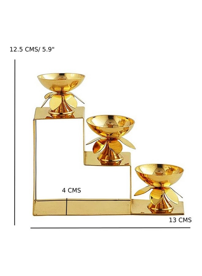 ServDharm 3 Step Decorative Brass Diya Puja, 13 cm - Image 5