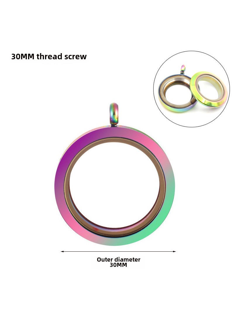 Arabest Stainless Steel Glass Locket Pendant Necklace 30mm colorful stainless steel screw thread phase box 