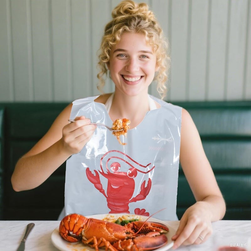 MGTECH 23 Inch Thick Crab/Lobster Bibs Disposable Plastic Funny Seafood Apron for Adults - Image 3
