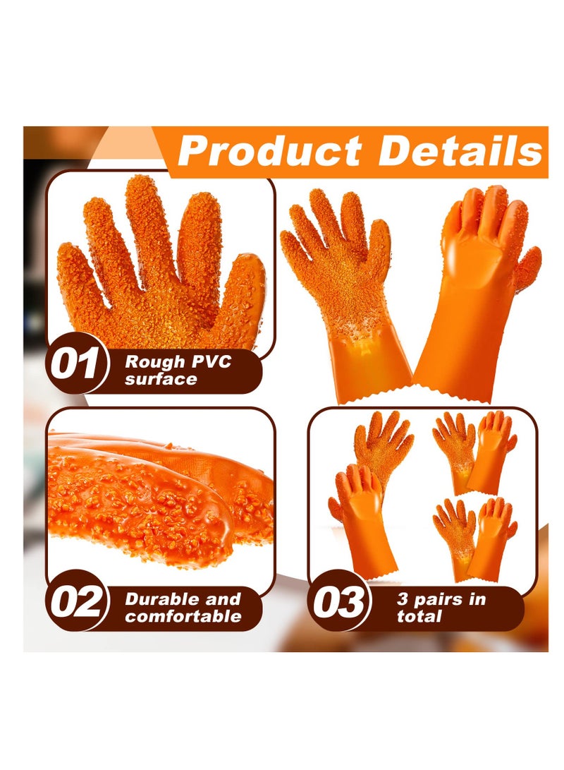 KASTWAVE 3 Pairs Sewer Non Slip Gloves, PVC Sewer Gloves Reusable Abrasion Resistant, Drain Cleaning Waterproof Safety Work Gloves for Men Women Plumber Tools - Image 3