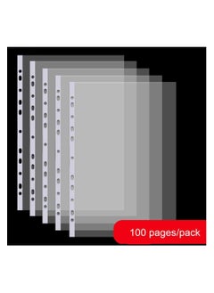 Generic 100 packs of A4 perforated bags - transparent paper protective binders, pocket paper document letter paper protective covers, binders, transparent document pocket folder covers  - Image 1