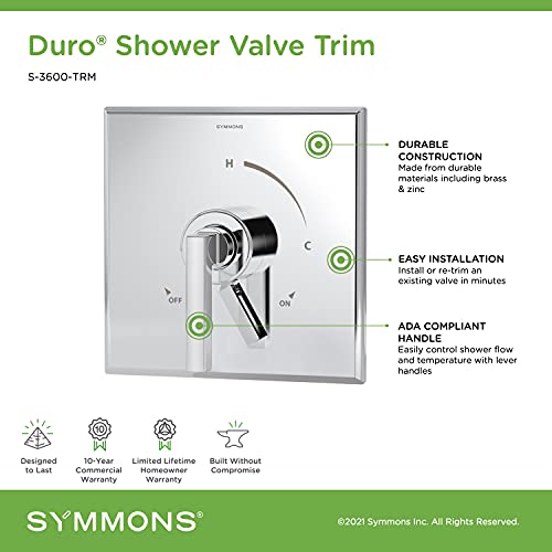 Symmons S-3600-TRM Duro Shower Shower Valve Trim in Polished Chrome (Valve Not Included) - Image 3