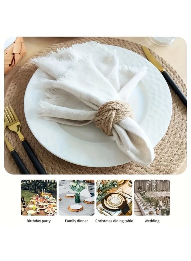 8pcs Handmade Linen Woven Flower Napkin Rings Set Ocean Style Table Decor - Image 5