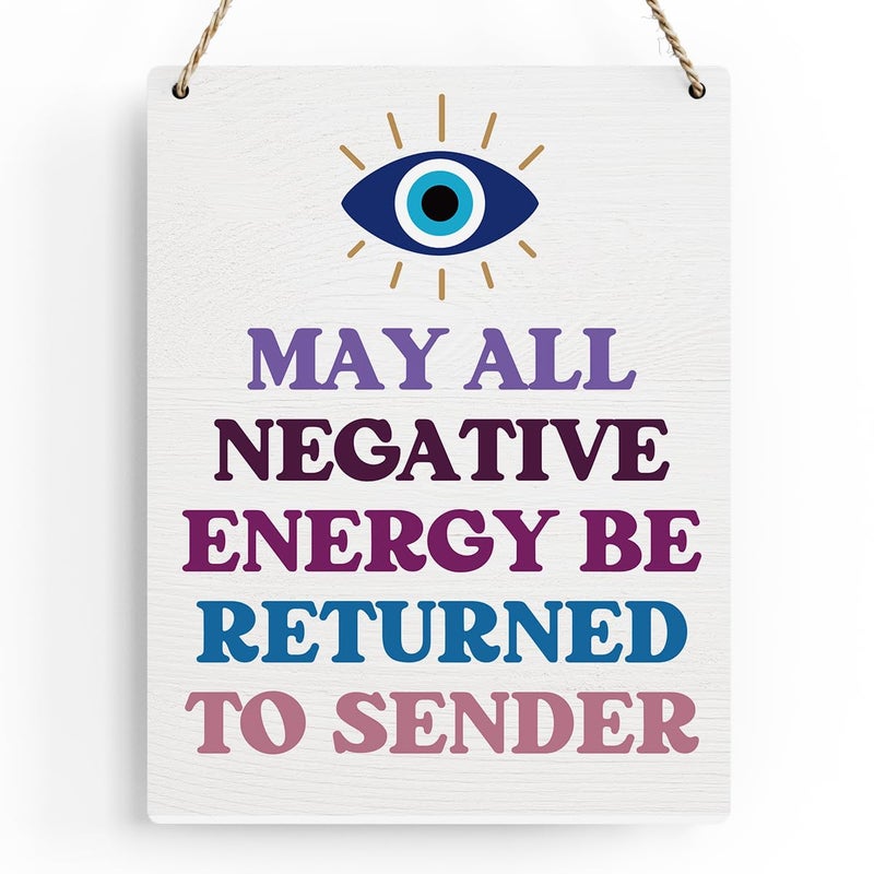BELLOWDEER Evil Eye Decor Spiritual Decor Witchy Gifts for Witchcraft Lover  May All Negative Energy Be Returned to Sender Wall Hanging Decor  Inspirational Wall Art for Home Office Decoration 8x10 Inches - Image 1