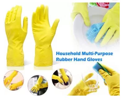 Ekon Combo Of 5 Latex Non Slip Multipurpose Heavy Duty Reusable Safety Rubber Hand Gloves For Chemical Resistance Protective Lab Gardening Industrial Building Construction Agriculture Work Yellow - Image 3