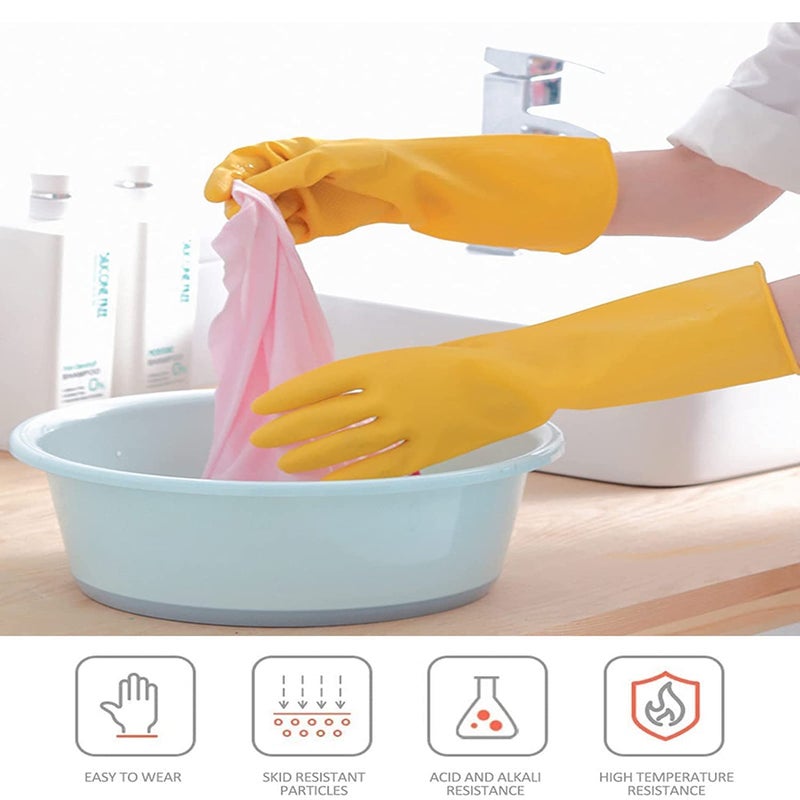 Ekon Combo Of 5 Latex Non Slip Multipurpose Heavy Duty Reusable Safety Rubber Hand Gloves For Chemical Resistance Protective Lab Gardening Industrial Building Construction Agriculture Work Yellow - Image 4