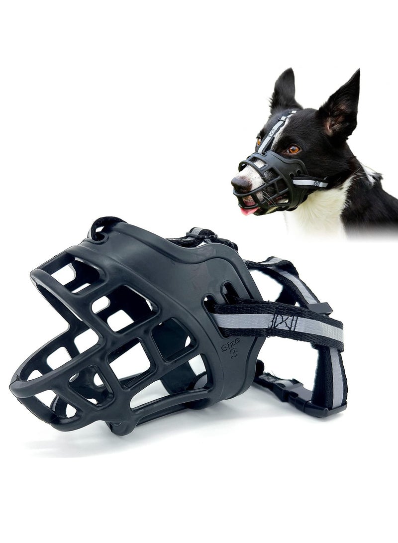 SYOSI Dog Muzzles, Breathable Basket Muzzles for Medium, Large Dogs, Adjustable Breathable Muzzle for Pet with Reflective Strip, Stop Biting, Barking and Chewing, Best for Aggressive Dogs (Medium, Black) - Image 1