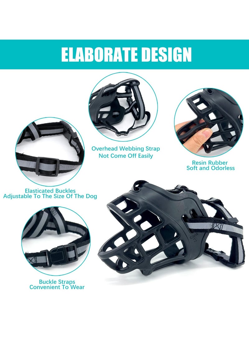SYOSI Dog Muzzles, Breathable Basket Muzzles for Medium, Large Dogs, Adjustable Breathable Muzzle for Pet with Reflective Strip, Stop Biting, Barking and Chewing, Best for Aggressive Dogs (Medium, Black) - Image 2