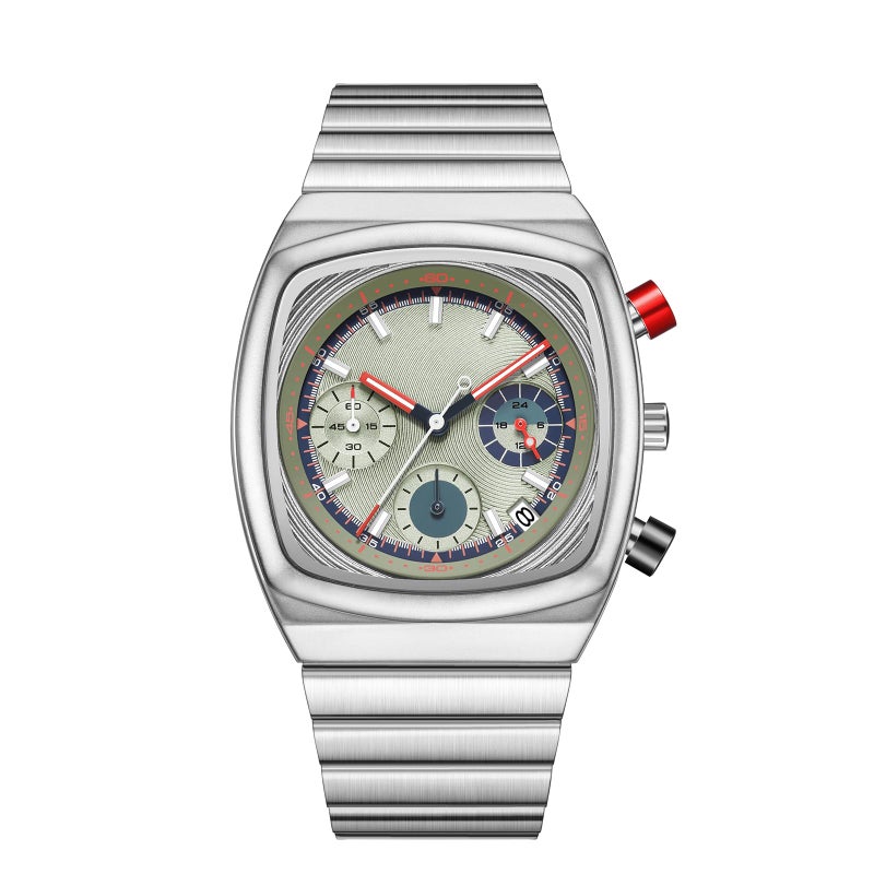 CILOA Mens Watches Chronograph Stainless Steel Waterproof Date Analog Business Fashion Wristwatch for Menï¼ˆGreenï¼‰ - Image 1