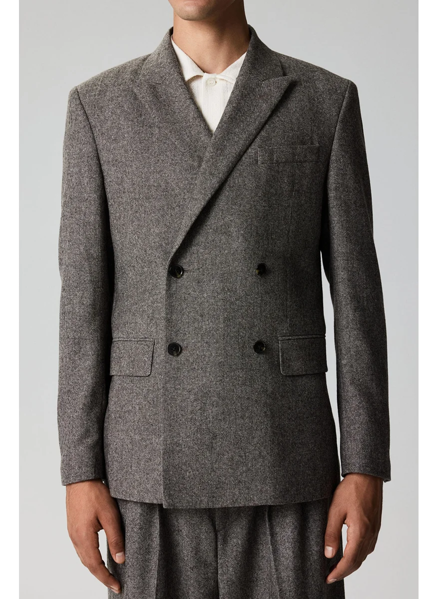 H&M Regular Fit Wool-Blend Double-Breasted Jacket