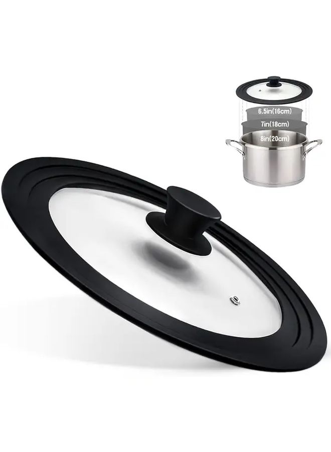 Heat Resistant Universal Lid for Pots and Pans 6 5 7 8 Inch Black Tempered Glass - Image 1